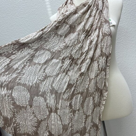World Market Khaki Tan White Unity Scarf  100% Viscose Floral Print Design - Picture 2 of 6